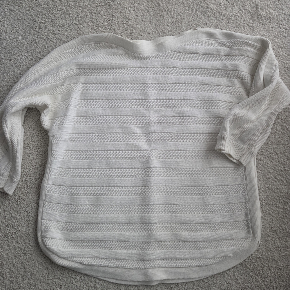 White Boatneck Cotton Sweater